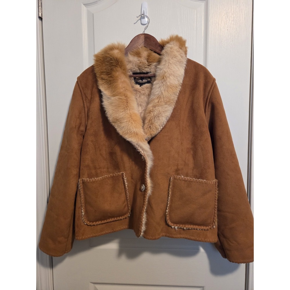 County Clothing Co. Cheyenne Collection Suede Like Faux Fur Jacket Sz XL